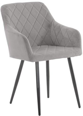 CLP Esszimmerstuhl Shila I Samt I Stoff I Gesteppt I Mit Bodenschonern, Farbe:grau, Material:Samt
