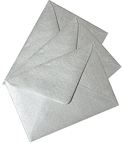 Paper24 Briefumschläge DIN B6 125 x 176 mm spitze Lasche Nassklebung 120g für Hochzeit, Einladungen, Glückwunschkarten (99 Silber, 75 Stück)