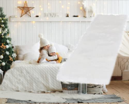 WMLBK Fell Tischläufer,Kunstfell Lammfell Teppich Schaffell Imitat Teppich Tischdecke Tisch Deko Decke für Sofa Schlafzimmer Wohnzimmer (30x200cm)