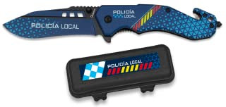 ALBAINOX- 18709. Navaja Albainox modelo POLICIA LOCAL. Mango de ABS. Hoja: 8,5 cm. Herramienta para Caza, Pesca, Camping, Outdoor, Supervivencia y Bushcraft