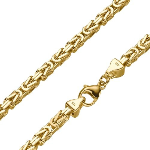 SchmuckForever Vergoldete 5mm Königskette 925 Silber massiv - Länge Wählbar - Gold Vergoldet - Collier Halskette oder Armband (80)
