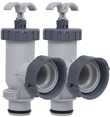 vidaXL 2X Pool Kolbenventil Absperrhahn Hahn Schwimmbad Schwimmbecken Swimmingpool Ventil Absperrventil Plunger Set Poolzubehör PP Grau