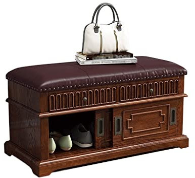 Polsterhocker Home Retro Schuhregalbank Mehrschicht Aufbewahrungsschuhhocker Ledersofa-Hocker geeignet for Wohnzimmer Veranda Eckkorridor (Color : A)