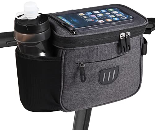 JXLHZLF Bike Handlebar Bag,Large Bicycle Front Storage Pouch Bag,6.5 inch Transparent Pouch with Shoulder Strap