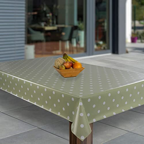 laro Wachstuch-Tischdecke Abwaschbar Garten-Tischdecke Wachstischdecke PVC Plastik-Tischdecken Eckig Meterware Wasserabweisend Abwischbar G07, Muster:Grün Limette Punkte, Größe:110x220