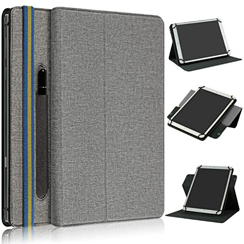 TOPCASE Hülle 10.1 Zoll Universal Kompatibel mit Tablet 9.7 10 10.1 10.2 10.3 10.4 10.5 10.6 10.9 11 Zoll,Schutzhülle mit Stifthalter und Standfunktion,Grau