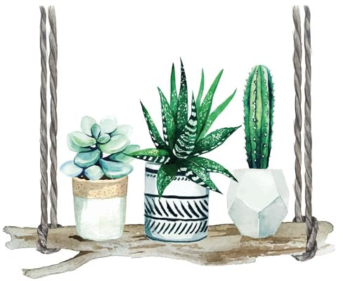 Fenster-Aufkleber Hänge-Pflanzen mit Ast auf klarer Folie I Fenster-Bild Set I Blumen l Glas-Aufkleber I Doppelseitig und selbstklebend I Vogelschutz I dv1048