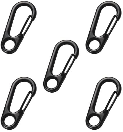 Mini Moschettone Gancio, 5 Pezzi Mini Moschettoni Fibbia, Zaino a Molla Fermagli, Molla Portachiavi Clip, per Campeggio Escursionismo Portachiavi All'aperto (Nero)