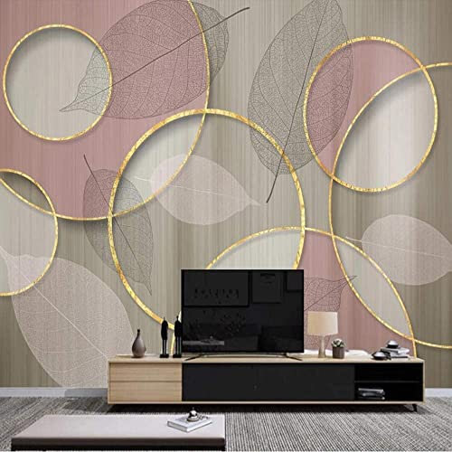 Papier Peint Mural 3D Feuilles Transparentes Rondes Dorées De Luxe Léger Autocollant Mural Photo Art Affiche Murale Autocollants Muraux Décoratifs Peler Et Coller Autocollants De Fond Mu 400x280 cm