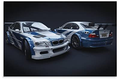 Auto-Poster BMW E46 M3 Gtr Poster, dekoratives Gemälde, Leinwand, Wandposter und Kunstbild, modernes Familien-Schlafzimmer, 30 x 45 cm