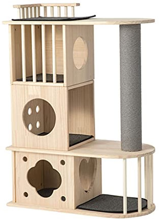 N/A Haustier-Katzen-Klettergerüst, einfaches Holz-Katzennest, Katzenbaum, integriertes Katzen-Klettergerüst Double The Comfort