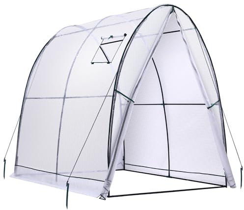 Ohuhu Serre de Jardin 180x1800x200 cm, Serre Tunnel avec Fenêtres en Treillis Couverture en Plastique PE Durable pour l'extérieur pour Légumes Plantes Fleurs Protéger Vos Plantes en Toutes Saisons