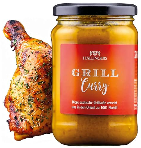Hallingers Grill Curry - Feinste Grill-Sauce, handgemacht (Glas) - Geschenk im Sommer & als perfektes Grillgeschenk | Geburtstag Glückwunsch Neues Zuhause Danke Freundschaft Genesung