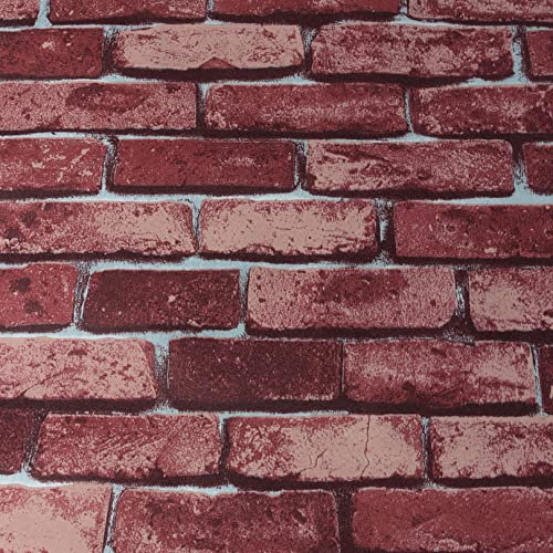 NOVECRAFTO Red Brick Effect Wallpaper Set of 4 Rolls to Cover 216.79 ft² (20.14 m²) Glue Included in Set | 3D Brick Wallpaper with Easy Paste The Paper Application
