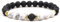Musihy Perlenarmband Herren Weiß, Perlenarmband Damen Elastische Perlen mit Metallkreis Umfang 19CM