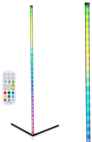 GRUNDIG LED Stehlampe RGB 140cm – Stehleuchte Dimmbares RGBW – Ecklampe Wohnzimmer inkl. Fernbedienung und Musiksensor