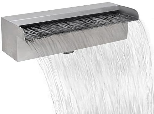 Homgoday Lame d'eau Fontaine de Piscine à Cascade Rectangulaire Fontaine de Bassin en Acier Inoxydable pour Le Jardin, L'arrièRe-Cour, La Piscine 30 x 11,5 x 8 cm