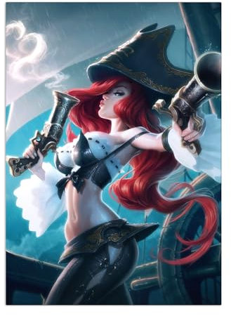 Displate Offiziell League of Legends MetallPoster Magnetische Befestigung Inklusive Lizenziert Bilder Hochwertiges Poster League of Legends Splash Art - Miss Fortune Vertical 45 cm x 32 cm