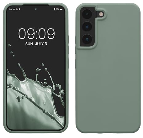 kwmobile Handyhülle für Samsung Galaxy S22 Hülle - Case Silikon - Kabelloses Laden - Schutzhülle Cover in Rainwashed Grün
