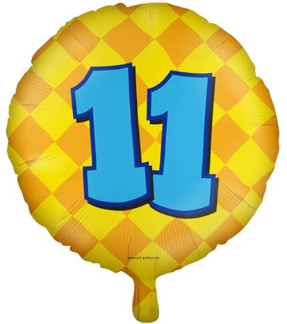 Folienballons * Zahlen 1-100 * als Deko für Kindergeburtstag, Geburtstag und Party | Ø46cm, für Luft + Helium | Happy Birthday Luftballons Ballons, Edition: 11. Geburtstag