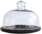 BURLOE Cloche à gâteau en céramique - Cloche à gâteau - Présentoir à gâteau en verre - Couvercle alimentaire pour mariage, anniversaire, fête, noir, taille M