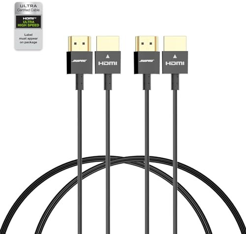 RUIPRO Cavo HDMI corto certificato, cavo HDMI 2.1 ultra sottile 8K, 0,9 m, confezione da 2, ultra alta velocità 48 Gbps, supporto 8K a 60 Hz 4K a 120 Hz, HDR dinamico, eARC, compatibile con