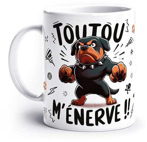 France Mug - 'Toutou M'Énerve !!' II - (Collection Toutou) - Café Thé Idée Cadeau Original Anniversaire Humour Animal Ami Collègue Famille