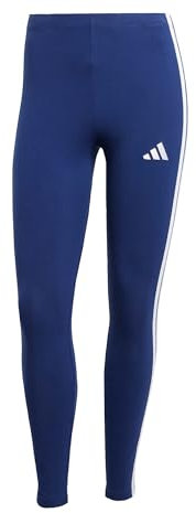adidas Mujer Essentials 3-Stripes Cotton Leggings, Dark Blue/White, L