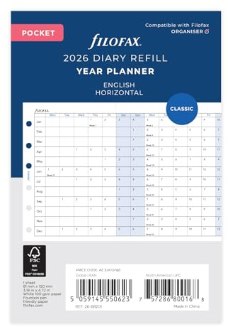 Filofax Pocket english HORIZONTAL PLANNER 2026
