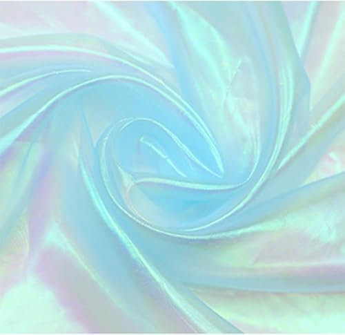 YYCRAFT Zweifarbiger transparenter Organza-Stoff, Meterware für Vorhänge, Hochzeiten, Dekoration, 4,5 m, schillerndes Blau