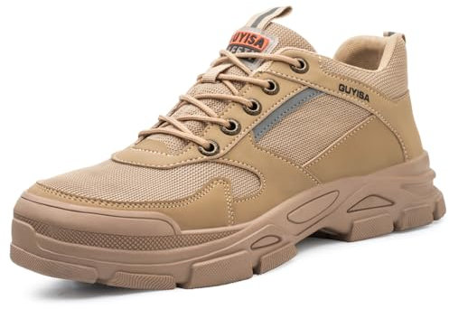 GUSAYEX Safety Trainers Men Steel Toe Cap Trainers Lightweight Safety Shoes Comfortable Work Trainer Fashion Protective Work Shoes Indestructible Construction Steel Toe Cap Shoe Brown
