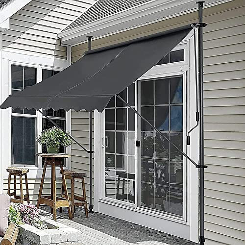 FGDIUCVN Tenda telescopica per Patio Tenda da Sole per Balcone Tenda Regolabile manualmente, Tenda da Sole per Patio Fai da Te, Tenda ombreggiante Retrattile, Balcone Facile da spostare,Gri