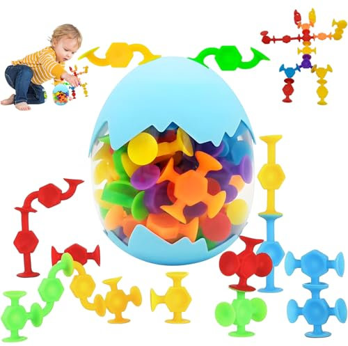 48 Stück Saugnapf Spielzeug, Montessori Spielzeug für Kinder ab 3 Jahren, Badewannen Reise Spielzeug, Sensorisches Sauger Spielzeug, Badewannenspielzeug, für 4 5 6 Jahre Junge und Mädchen