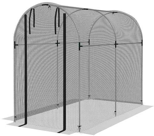 Outsunny Fruit Cage Bird Netting with Zipped Door, Anti Bird, Insects, Small Animals, Heavy Duty Fruit and Vegetable Protection Tent, 1.2 x 2.4 x 1.9m, Black