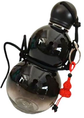 Elprico Botella de Agua de Calabaza de 700 Ml, Botella de Inspiración Retro China Segura Portátil, Botella de Agua de Calabaza Wukong para Uso Diario Fitness (BLACK)