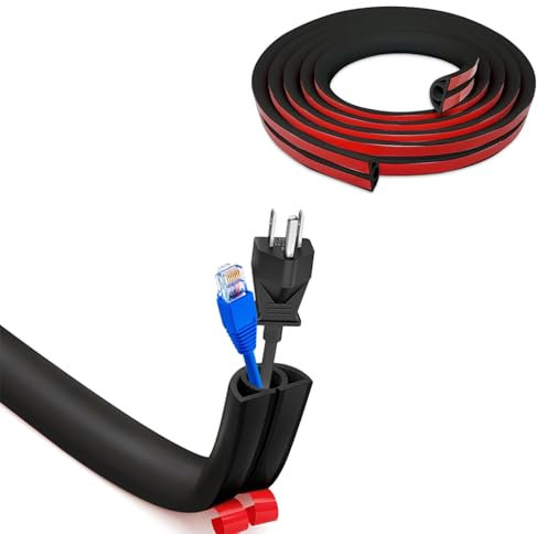 Kabelkanal Selbstklebend, Halbrunde Kabelabdeckung Kabelschacht, Kabelschacht 20mm (B) x 10mm (H) x 3-Meter Länge, Kabelbrücke für Stromkabel im Haushalt, Kabelschutz, Kabelabdeckung, Schwarz