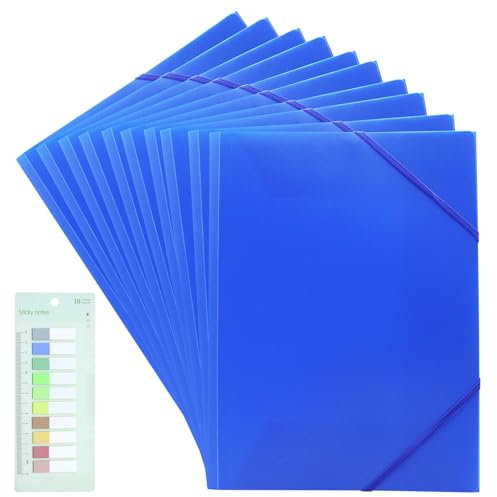 WYYFXY® Ordner A4 Mappe 10er Set, Postmappe Schule a4 Blau Sammelmappe A4 Kunststoff mit Gummiband Seitenmarker für Büro und Schule