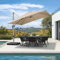 PURPLE LEAF Parasol Déporté 3 x 3 m Carré, Toit à Rotatif 360°, Protection UPF 50+, Parasol De Jardin Extérieur avec Poteau Champagne Suspendu en Aluminium, Pour Piscine, Terrasse, Beige