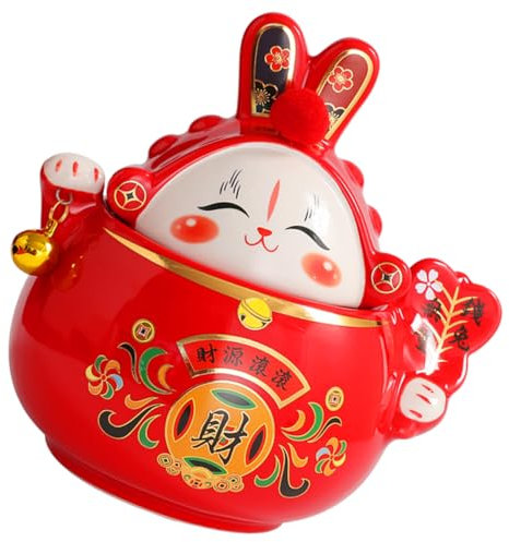 Generisch Kaninchen-teedose Keks Container Vereist Ball Kugel-einmachglas Einmachgläser Mit Deckel Lutscher Flasche Konservendeckel Mit Breiter Öffnung Speisekammer Rot Keramik