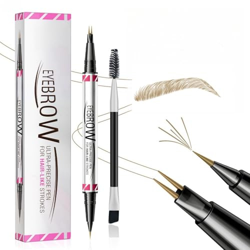 Magic Microblading Eyebrow Contouring Pencil - Eyebrow Pen,Brow Pencil 2-in-1 Dual-Ended - Precise Waterproof Brow Pen 2 Tipped Precise Waterproof With A Micro-Fork Tip Applicator