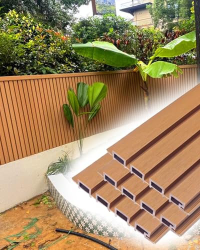 ENHEN Sichtschutz Zaun Outdoor WPC Semi-Open-Zaunboard, Hochleistungsbalkon/Hof/Hinterhof/Swimmingpool Privatsphäre Screening -Dekor, Dekor, Vorübergehende Hundepanel Grenze(21.6cmx188cm/9inx74in)