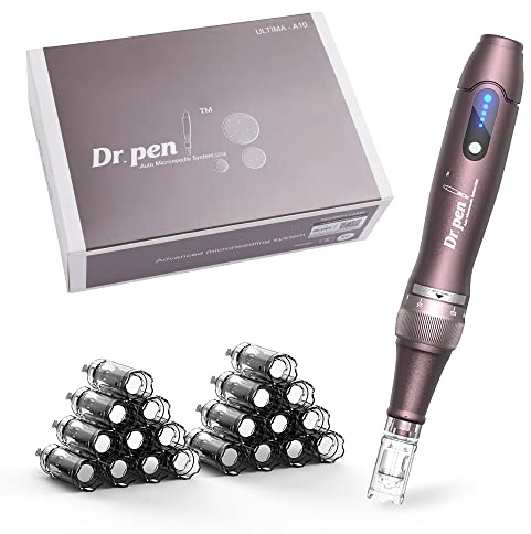 Microneedling Pen A10,Elektrischer Dermapen Kabellos mit 5 Stufen inkl. 22 Stk Ersatzpatronen,Dermapen Microneedling Zuhause für Gesicht und Körper