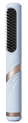 Sharplace Calentamiento de Cabello Inalámbrico Peine Caliente 3 Temperatura Ajustable Calefacción Rápida Aldericador de Cabello Portátil para El Hogar para Prin, azul