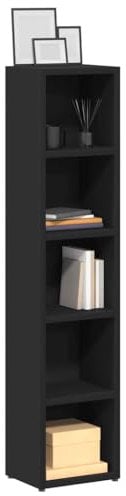 CD Storage Tower Rack Set of 2, Media Storage Cabinet CD Shelf Black 21x16x93.5 cm Engineered Wood
