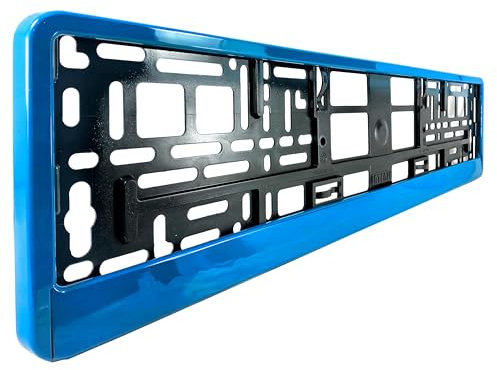 PAIR (2PCS) AZURE BLUE PREMIUM GLOSS Car Registration License Number Plate Surround Holder Frame Surround