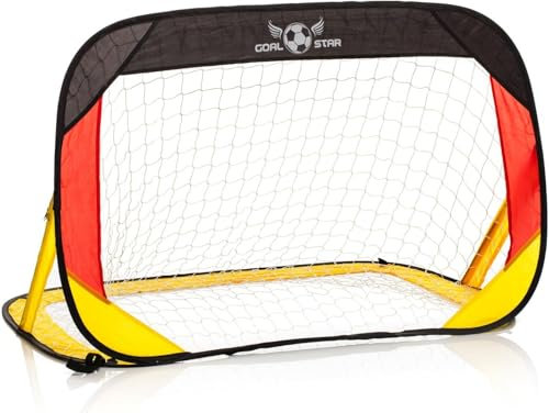 Goal Star Pop-Up Fußball Tor Torwand 120x80x80cm; Selbstaufbauendes Automatik Fussball-Tor klappbar mit Tragetasche (1 x Deutschland)
