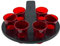 Chabrias 6 Hole Shot Glass Holder with RED Shot Glasses Plastic with Handle Bar - UK Made, Shot Glass Set, Shot Glasses, Novelty Shot Glasses, Vodka Glasses, Display Bar Accessories for Party & Club