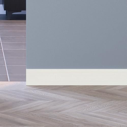 Porte Italiane, Battiscopa Filomuro Completo di Profilo in Alluminio da 8 cm, con Rivestimento in MDF Idro Resistente all'Acqua, Bianco Matrix