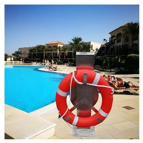 MZZKFC Pool Lifebuoy Fixed Storage Bracket, Stainless Steel Lifebuoy Rack Weatherproof & UV-resistant & Rust-proof, 40in High Life Buoy Hanger with 15.7in Rope Storage Disc(4 pieces)