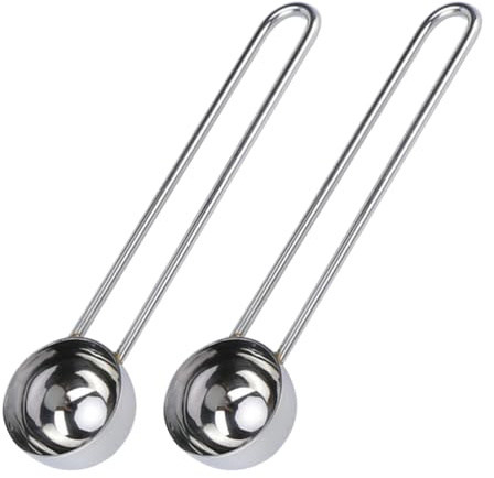 Garneck Lot de 2 Cuillères Doseur en Acier Inoxydable pour Café et Poudre de Lait, Mesure Cuisine, Manche Long, Facile à Laver